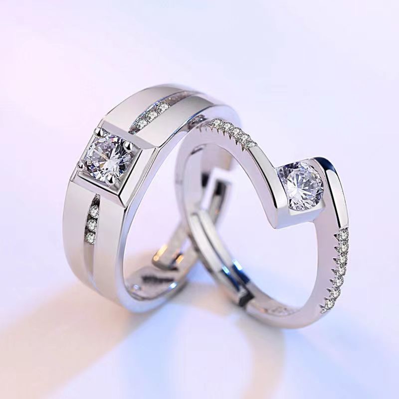 Romantic couple ring Korean style temperament small fresh opening adjustable size fashion ring micro diamond ring_voghion.com