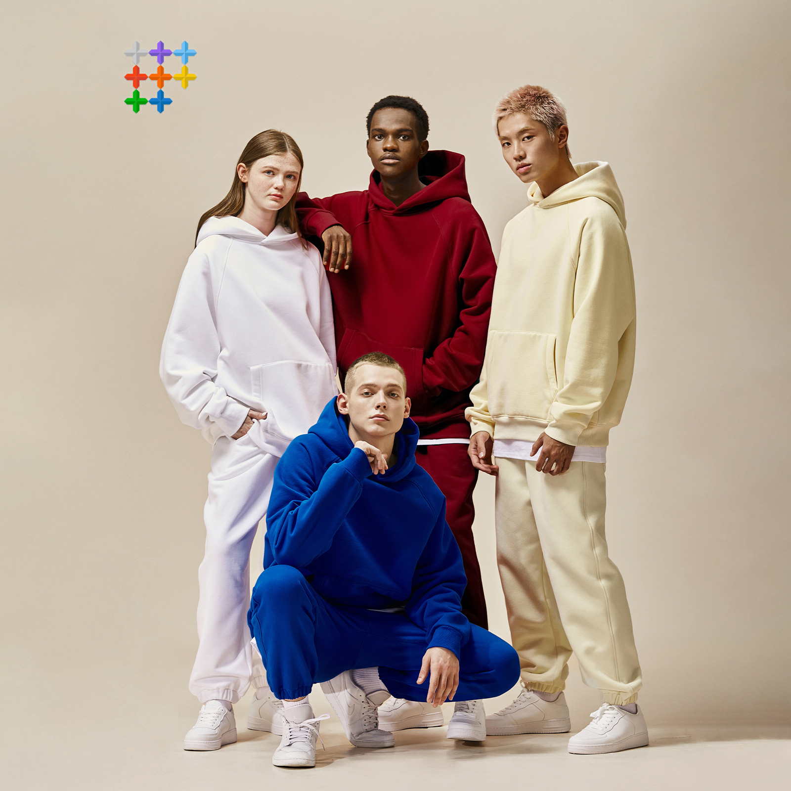 小中大加400g重磅摇粒绒哈苏线插肩连帽多色纯色宽松卫衣