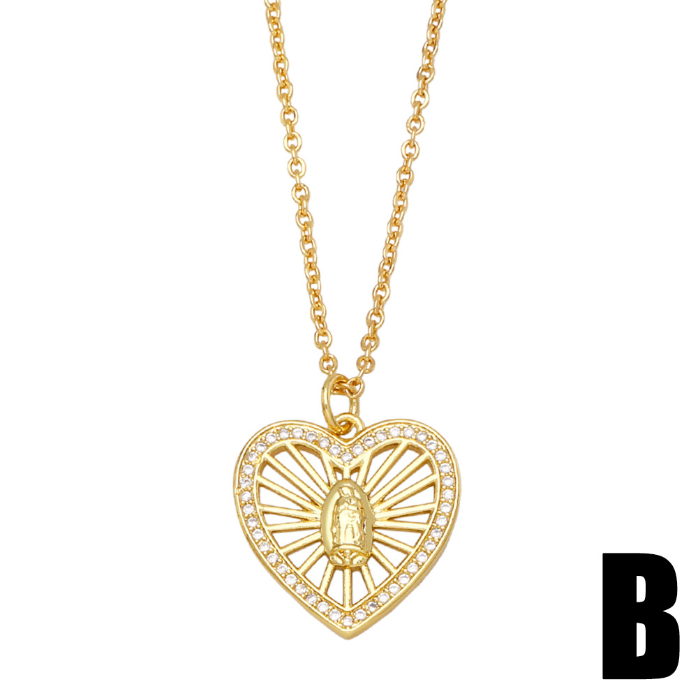 Copper Material Heart Pattern Fashion Heart Copper 18k Gold Plated Necklace In Bulk