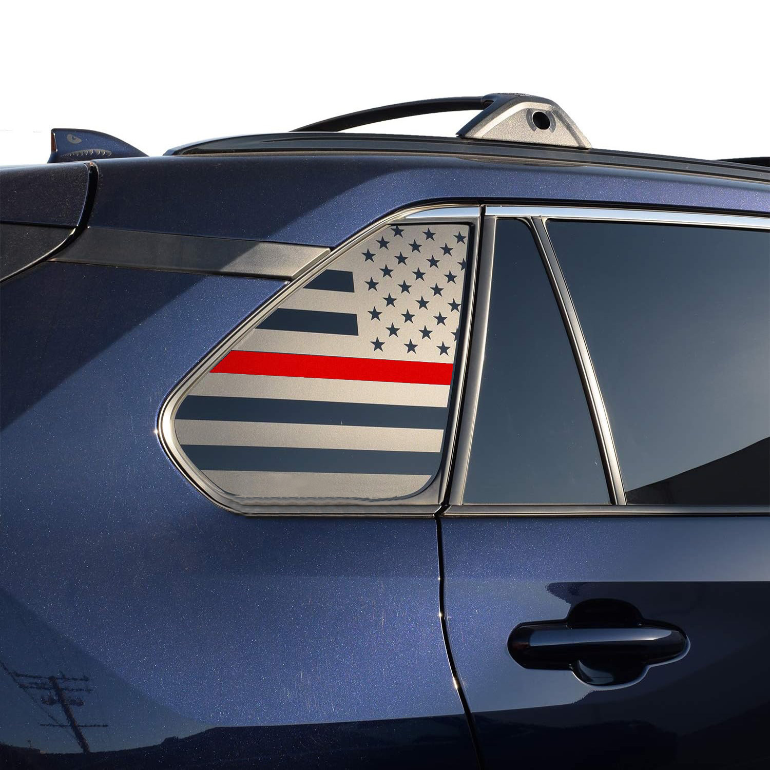 Aplicable Toyota Rav4 2019 - 2023 Precortado Bandera de los Estados Unidos Ventana trasera lateral de vidrio decal Negro mate