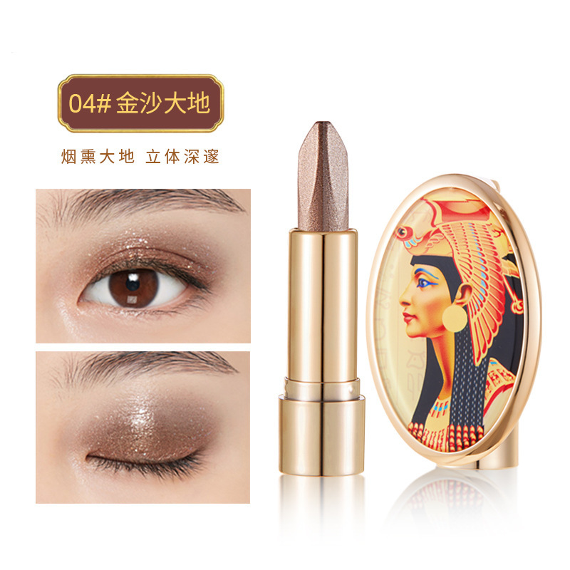 AGAG bicolor, tres toques ligeros de lujo perezoso varilla de sombra de ojos de color, un toque de maquillaje perlado brillante y brillante sombra de ojos de color tierra