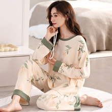 2025春季新品睡衣女春秋长袖家居服套装外穿长裤月子服拉架棉中年