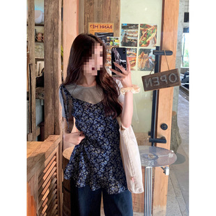Ys8 Real Shot Plus Size Fat Girl Summer New Tyrande Summer Gentle Floral Suspender Short-Sleeved Suit