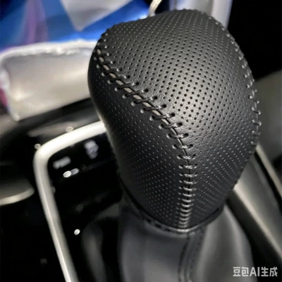Sürətlər qutusu və əl tormozu başlıqları gear shift cover for 2024-2025 - top-grain-leather-with-perforations-and-black-stitching