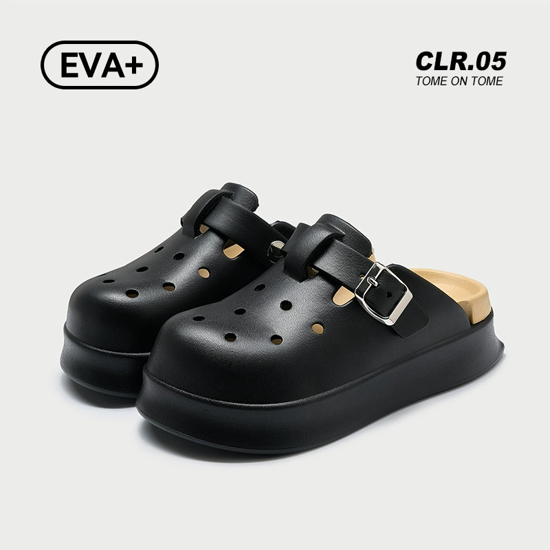 Dongdong Shoes Lady 2025 Летний новый внешний вид не воняет ноги eva Baotou полутолщенные донные дикие холодные тапочки