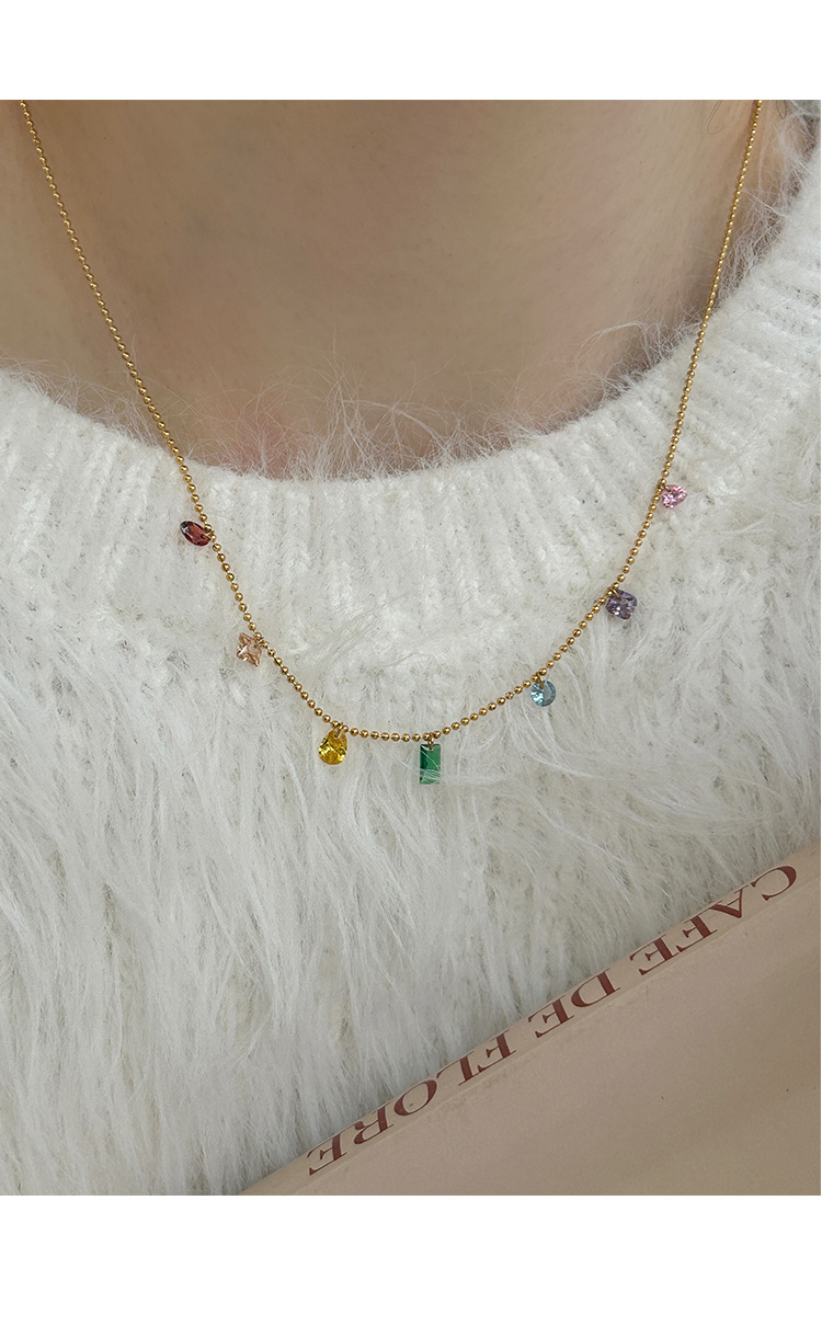 ball chain Chain Type Fashion Geometric Titanium Steel Plating Zircon Necklace
