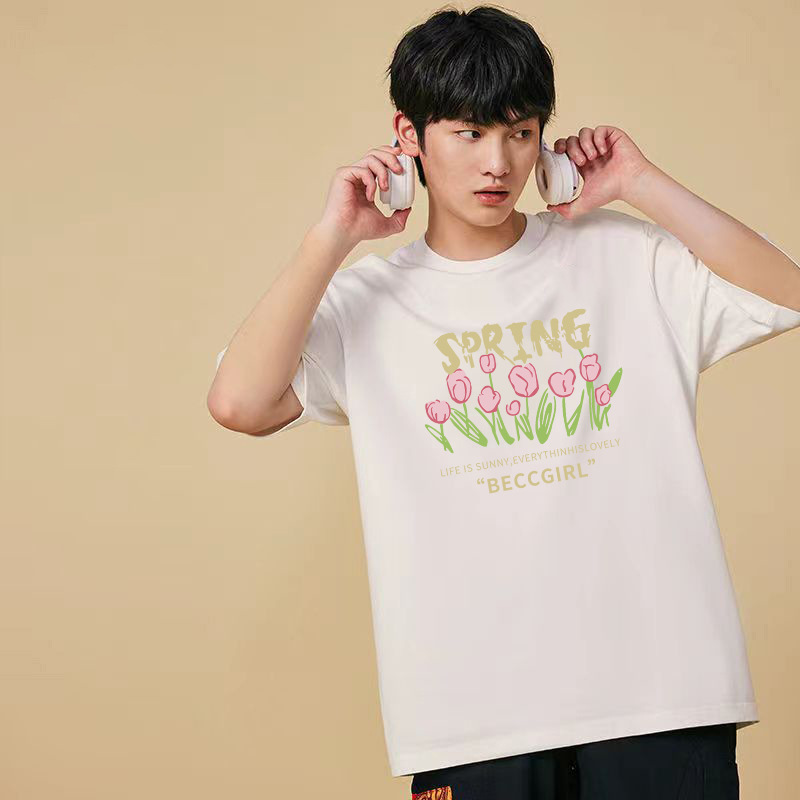 T-shirt de mangas cortas para hombres 2026 nuevo estilo de verano pareja chaqueta de hielo fresco estilo de puerto relajado transpirable T corta cómoda