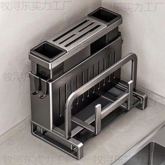 收纳架家用菜刀多功能刀具砧板一体厨房置物架菜板筷子筒锅盖架