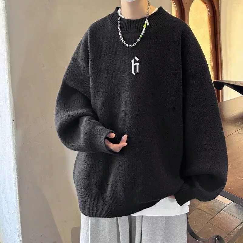 Demi-season knitted retro woolen sweater, high collar, increased thickness, plus size