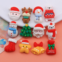 新款聖誕老人卡通diy奶油膠手機殼發夾冰箱貼頭繩樹脂配件