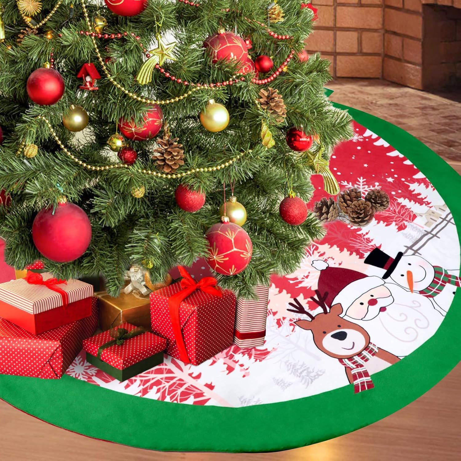 跨境圣诞树印刷彩色图案卡通树群圣诞树底地垫圣诞装饰毯