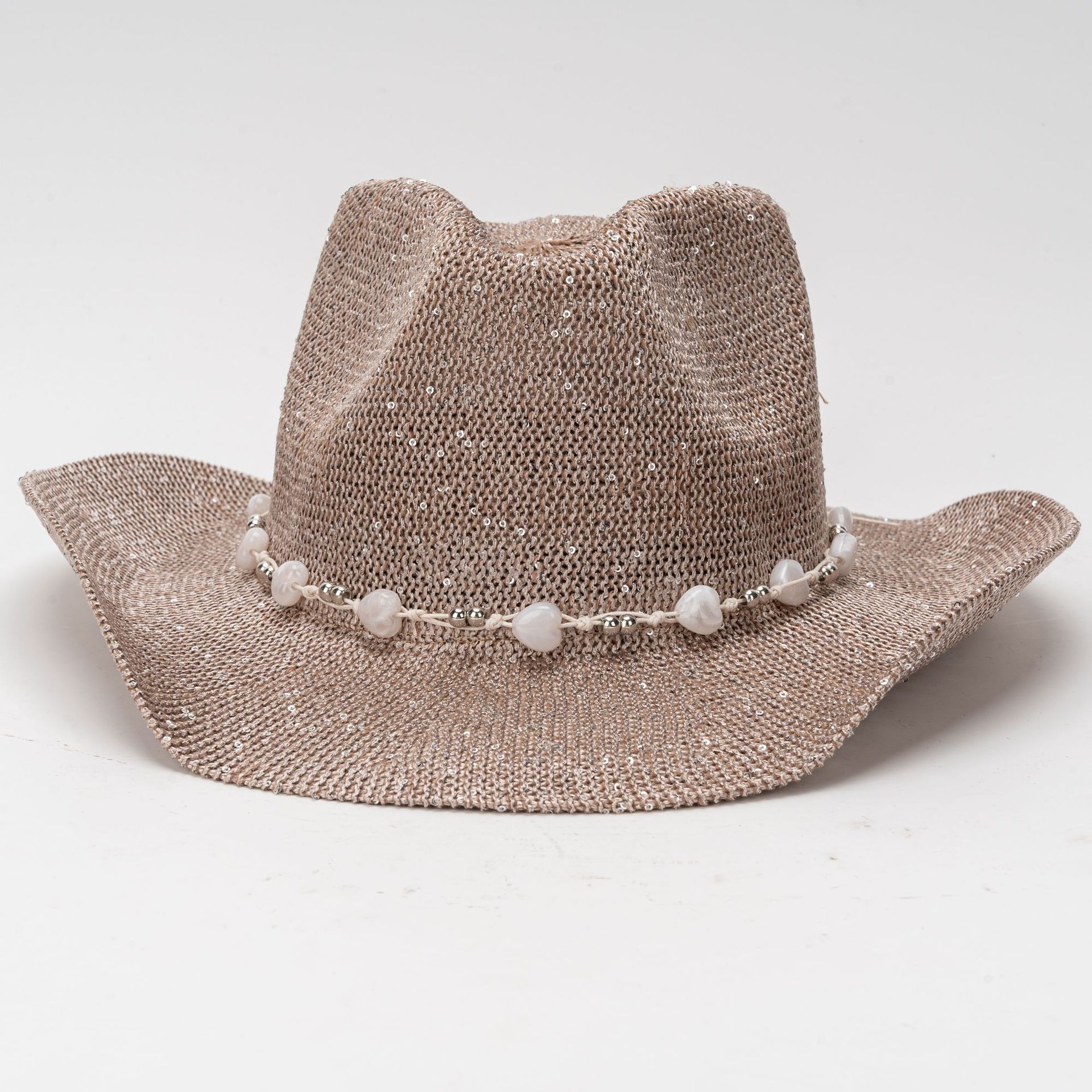 Cappello da cowboy per uomo e donna con paillettes e tesa larga_voghion.com
