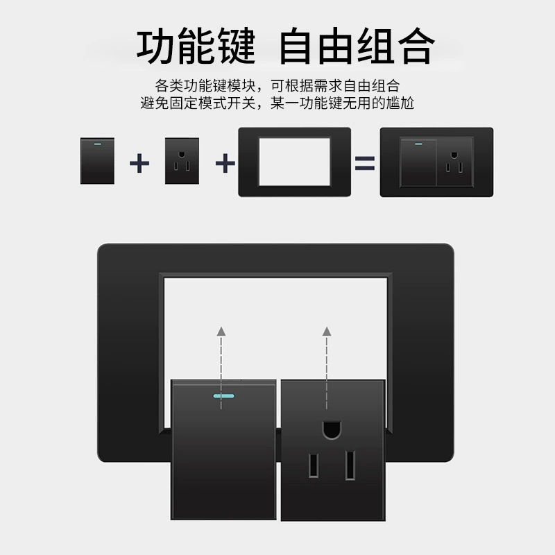 Черная настенная панельная розетка с 118 тип switch, тайваньская розетка с 20W type-C, шесть отверстий