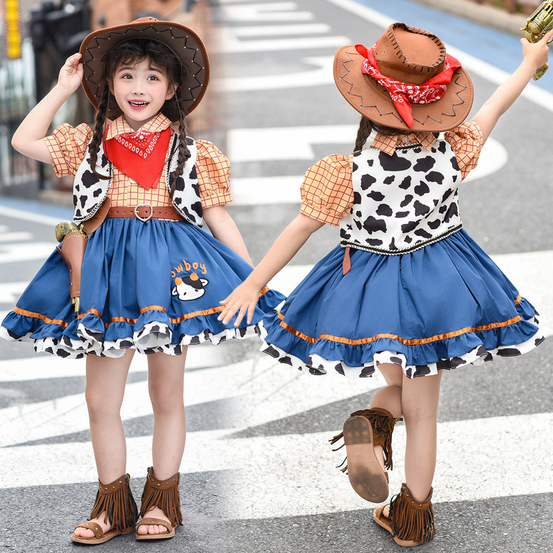 Girls' Dress Summer 2026 New Performance Set Children's Cartoon Woody Disney Cosplay Costume