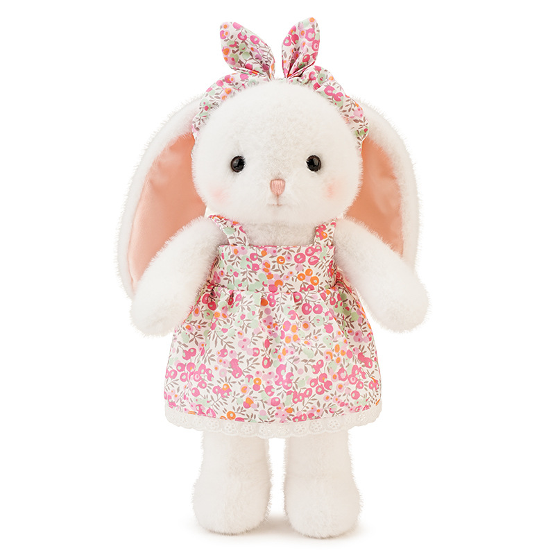 Pastoral conejito colorido falda floral niña muñeca de cumpleaños comodidad muñeca almohada muñeca juguete de peluche regalo