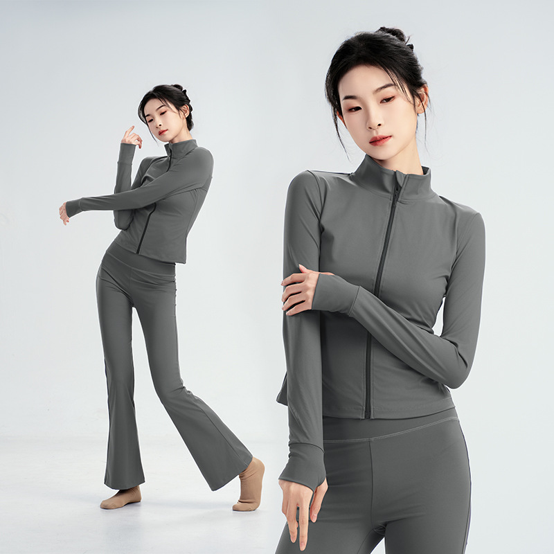 Ropa de yoga para adultos, traje deportivo, deportes delgados para mujeres, ropa de baile al aire libre, top, pantalones acampanados elásticos altos