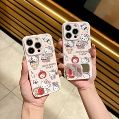 波点雪糕Kitty支架适用IPhone16promax手机壳15菲林14pro镜子1312