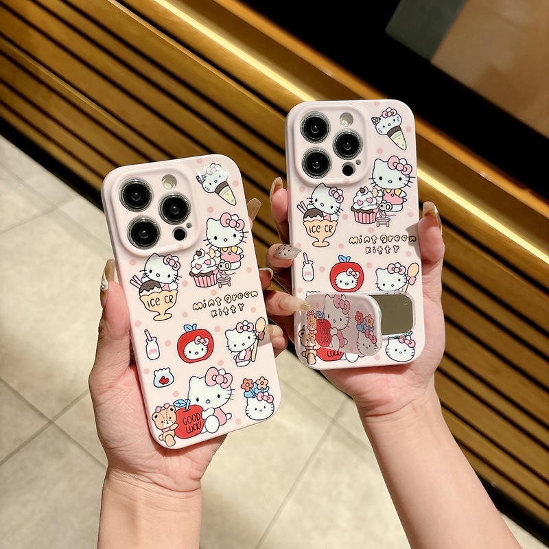 波点雪糕Kitty支架适用IPhone16promax手机壳15菲林14pro镜子1312|undefined