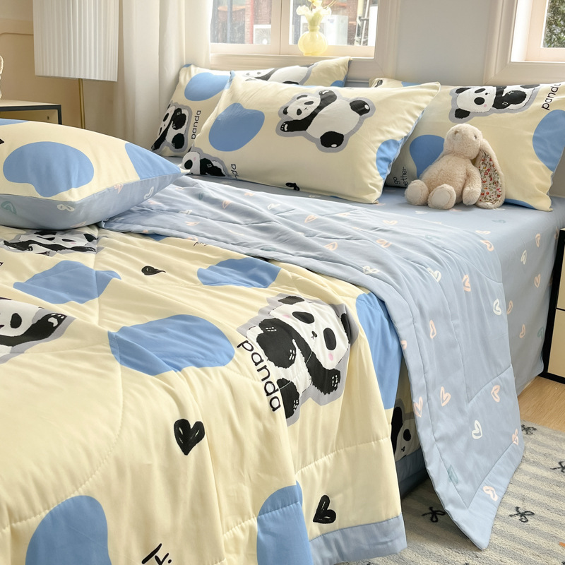 Edredón de verano de algodón para niños de clase A edredón de aire acondicionado edredón de algodón edredón de dormitorio con núcleo edredón se puede lavar a máquina edredón fresco de verano juego de cuatro piezas 4