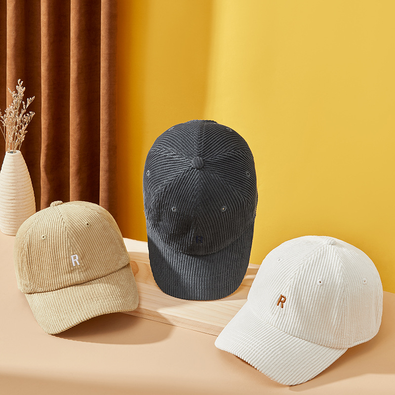 Spring and Summer New Korean Style Corduroy Soft Brim Baseball Cap for Men and Women Casual Comfort Selfie Uncommon Embroidered Duckbill Hat