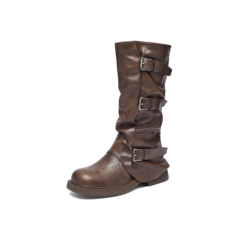 Augusto Lion Denmeillard Martin botas mujeres 2026 nuevo otoño marrón botas vaqueras occidentales botas de caballero