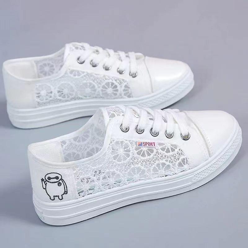 2024 Spring New Girls' Shoes Young and Beautiful Trendy Fashion Mesh Shoes Versatile Sneakers Student Shoes White Shoes