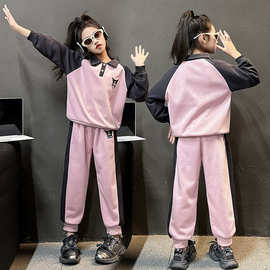 女童新款运动休闲套装儿童洋气秋装卫衣两件套现货卫衣女孩服装