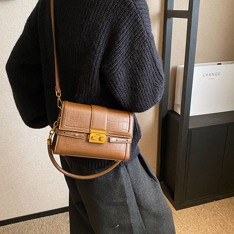 Stone Pattern Single Shoulder Underarm Bag For Women's 2023 Winter New Versatile Small Square Bag, Unique And Western Style Crossbody Bag _voghion.com