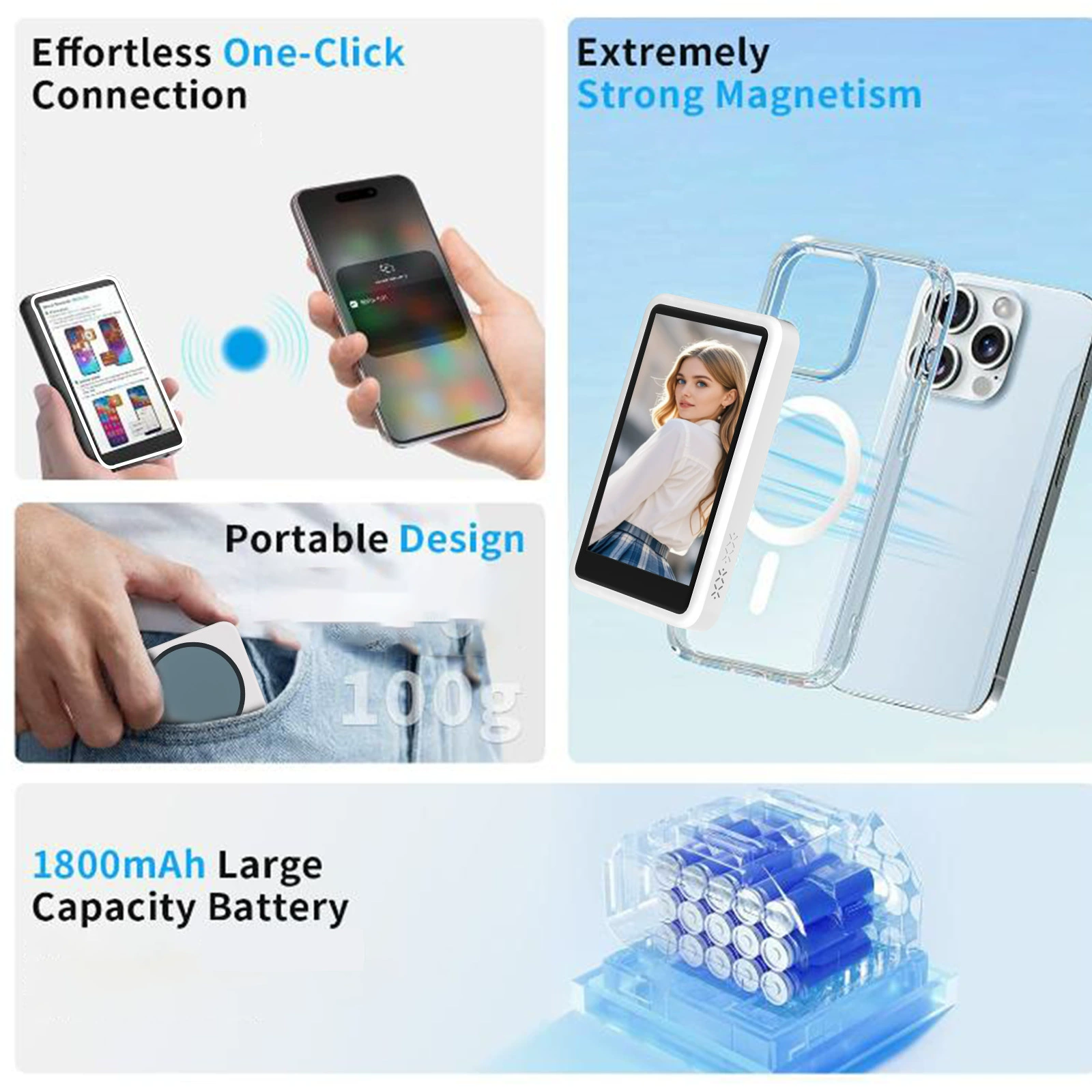Селфи-устройство для мобильного телефона, Bluetooth дисплей, наружное путешествие, портативное магнитное селфи-устройство, задний раздельный экран