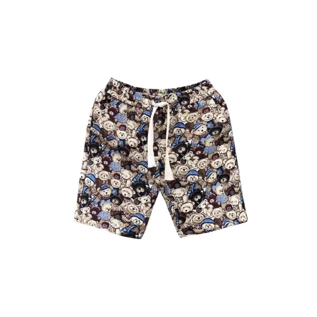 Men's Summer Thin Shorts Casual Sports Loose Fit Beach Pants With Bear Print_viptrois.com