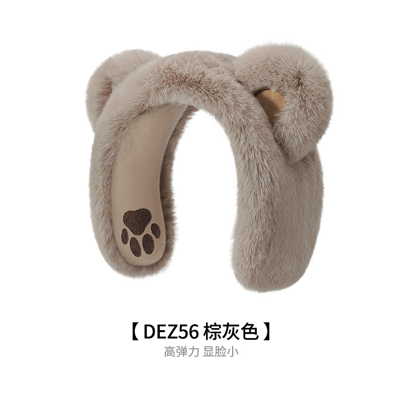 25秋冬用暖かい耳あて 女性用 可愛いネット人気漫画風クマ耳あて 防寒ふわふわ耳あて DEZ56