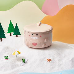 Dinosaur 304 stainless steel instant noodle bowl for dorm use, student's personal cover convenient instant noodle rice bowl instant noodle magic weapon