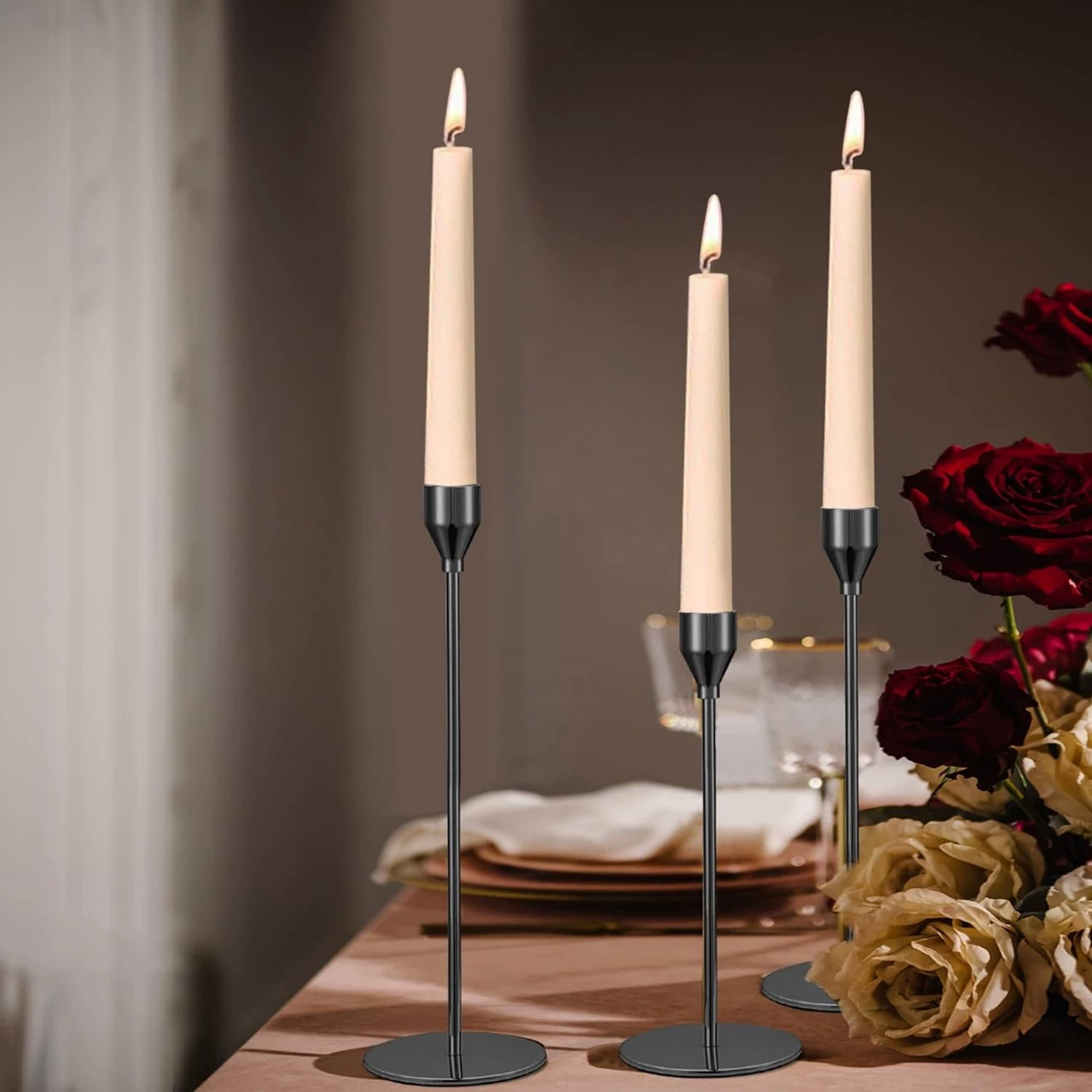 Европейский подсвечник, маленький обеденный стол, романтический ужин свечей, трехчастный набор, свадебные электропокрытия украшения атмосфера романтики