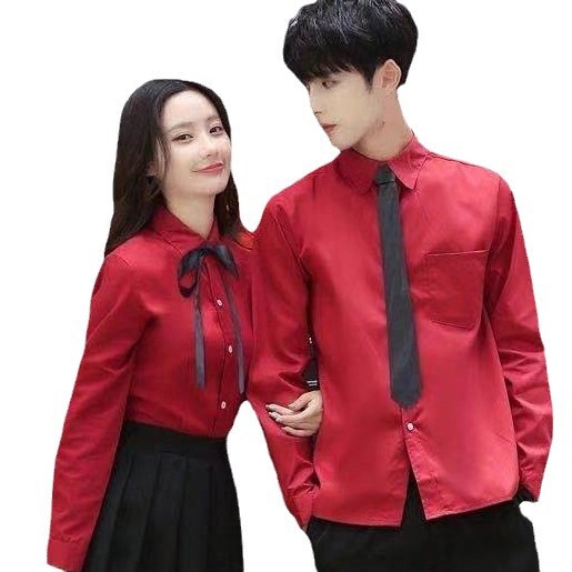 学院風制服運動会学生大合唱団クラス服中学高校セットの赤い韓国版公演服|undefined