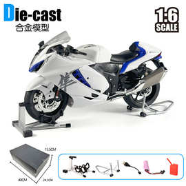 礼盒装 华一1:6玲木隼喷雾版合金大号摩托车模型声光滑行玩具批发