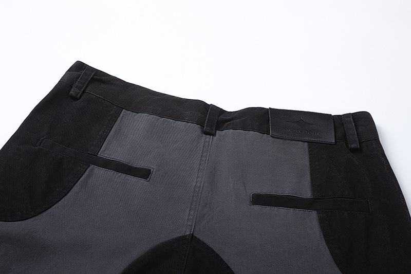 Modern Men's Jeans Colour Blocked Irregular Split Trousers_voghion.com