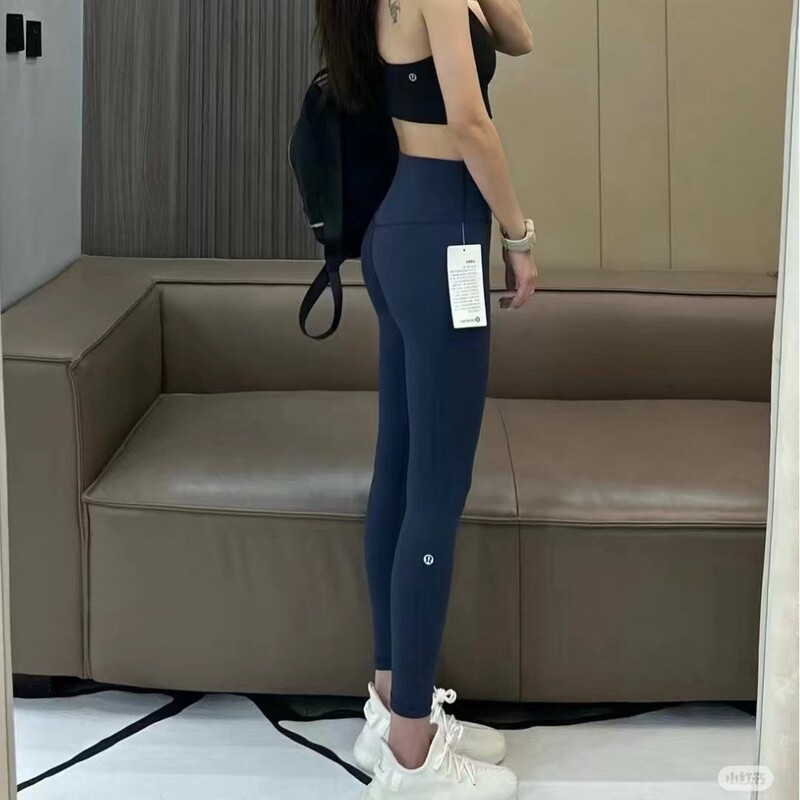 Lulu Original Label Cropped Pants Seamless Shark Pants Naked Feeling Yoga Sports High Waist Butt-Lifting Tight-Fitting Calf-Length Label