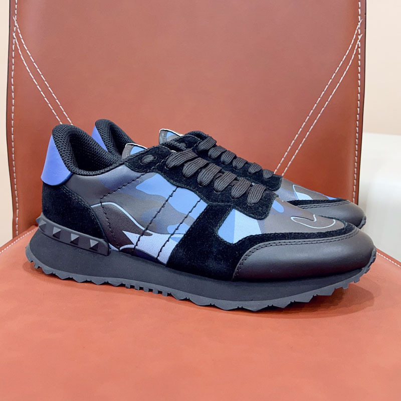 Estación europea transfronteriza VT camuflaje zapatilla masculina versión alta de remaches gruesa-suela de cuero moda casual encaje hasta color marea zapatos