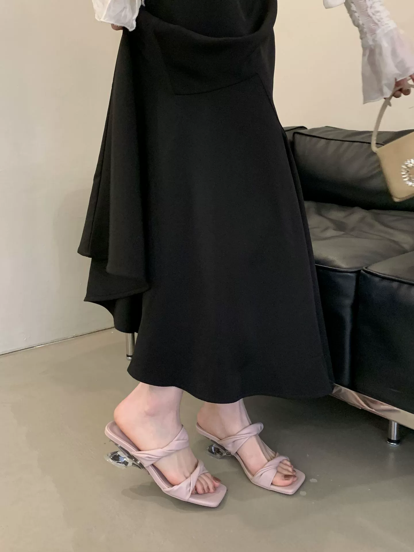 Summer fuchsia sandals with a strap, slippers