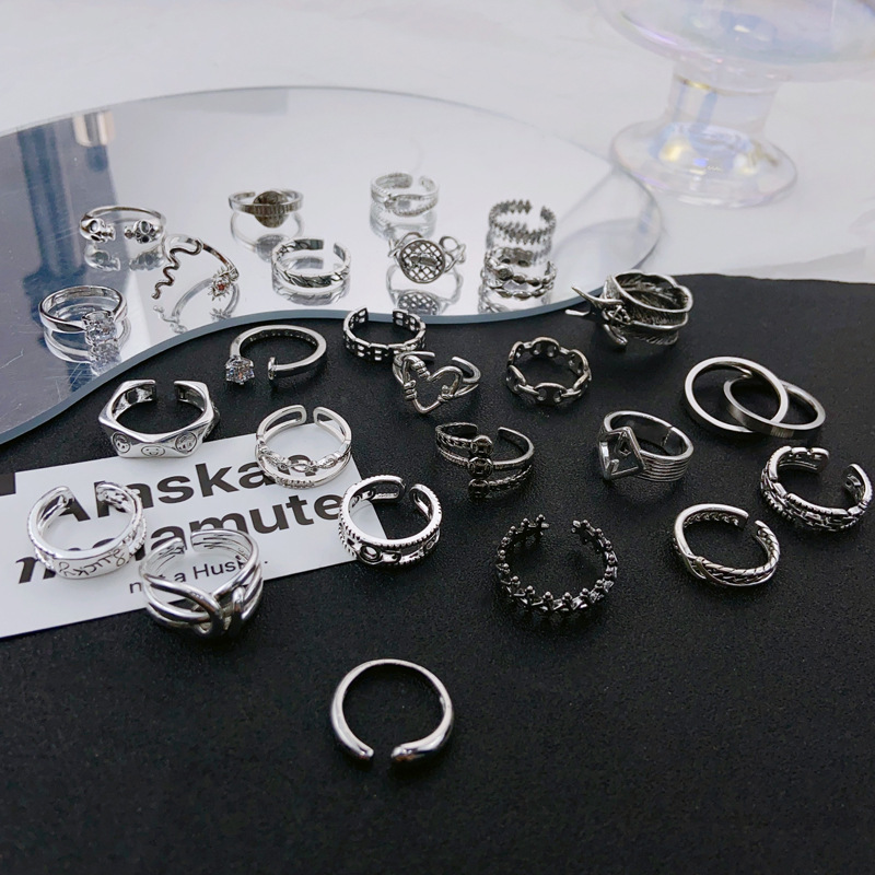 ins High-grade Cool Style Adjustable Hollow Geometric Ring Men's Simple Elegant Fashion All-match Personalized Ring