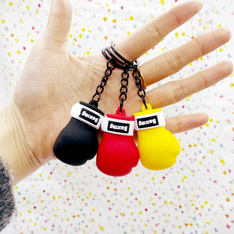 Creative Boxing Glove Keychain Rubber Fighting Pendant Red Sanda Fan Accessories Small Essentials for Boxing Gloves