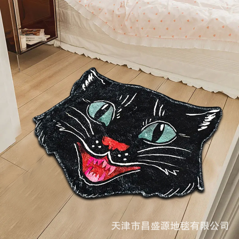 跨境异形万圣节仿羊绒地垫客厅卧室装饰垫卫浴吸水防滑易打理门垫|undefined
