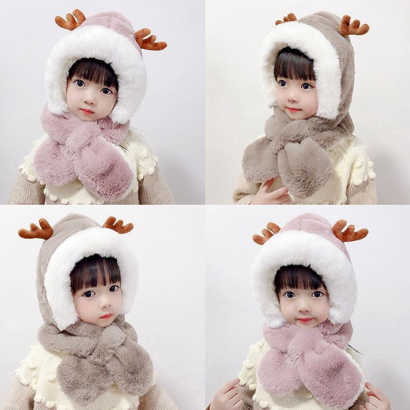 Children Unisex Cartoon Style Sweet Simple Style Antlers Ear Warap Wool Cap display picture 1