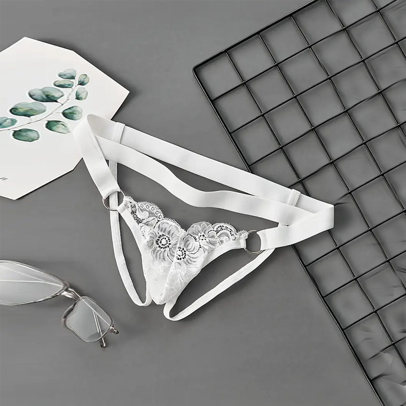 New Men's Thong Temptation Sexy Underwear Lace Elastic Sexy Passion Steel Ring Hollow Thong Wholesale