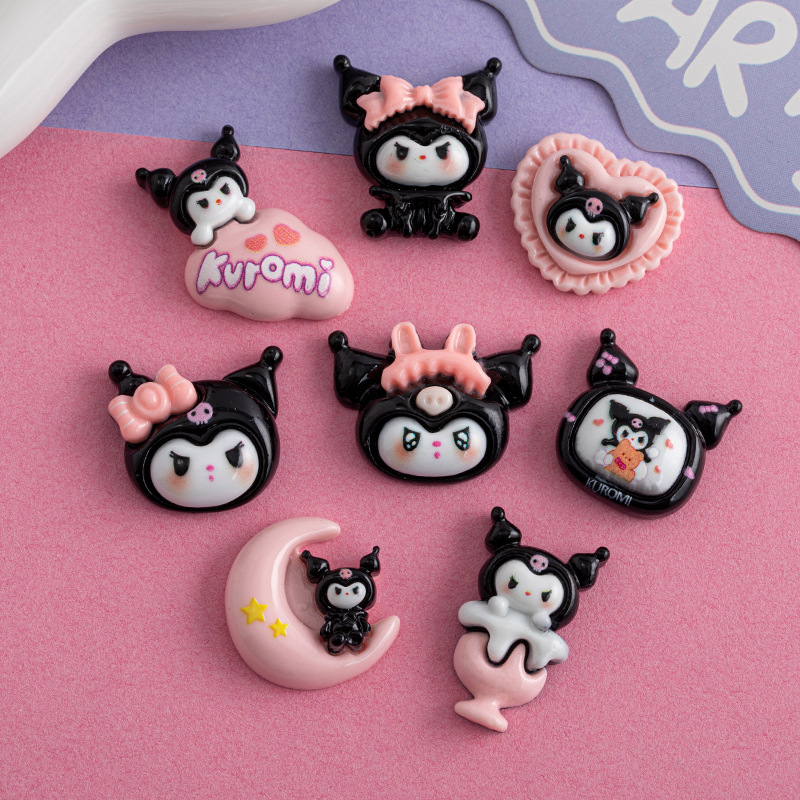 Dibujos Animados sanliou coolomi negro púrpura serie accesorios de resina DIY crema pegamento caja del teléfono accesorios para el cabello material hecho a mano