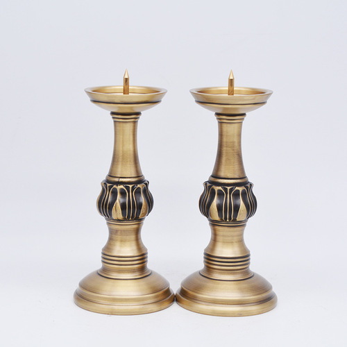 Hongda brass home candle holder incense burner Buddhist altar offering incense tube gift copper ornaments