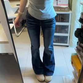 复古怀旧微喇牛仔裤女韩版ins潮秋季修身显瘦百搭辣妹喇叭长裤子