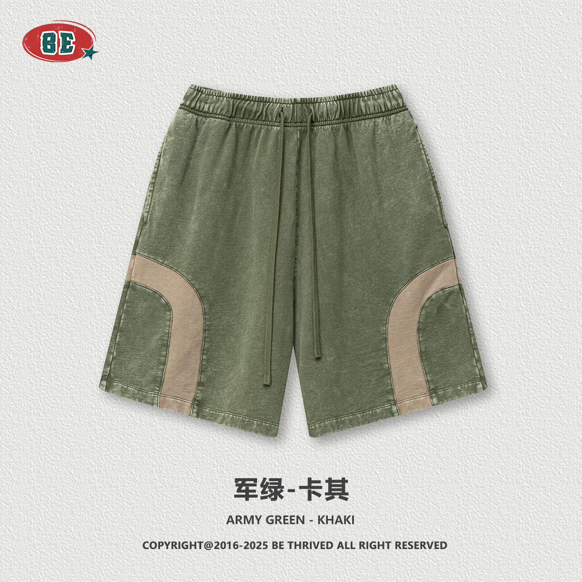 BE ropa de hombre | 2025 verano marca de moda europea y americana hip-hop Y2K estilo costura contraste pantalones cortos sueltos rectos pantalones de cinco puntos hombres