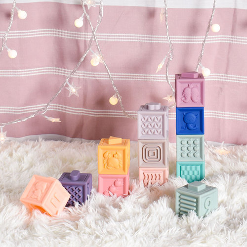 Infant and toddler soft rubber educational toys, plastic animal number building blocks, early childhood education, hands-on, cross-border DIY assembly