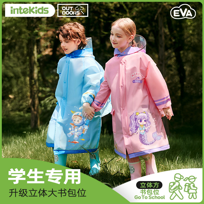 Children's Raincoat for Girls, Primary School Students, Special 2025 New Style with School Bag, Large Kidsren's Poncho, Full Body Waterproof